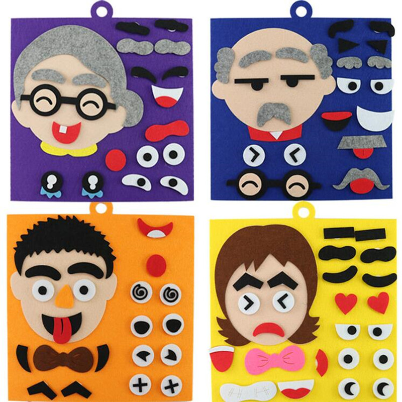 Feutre doux éducation précoce bricolage artisanat tissu non-tissé feutre visage décoration Puzzle pour enfants